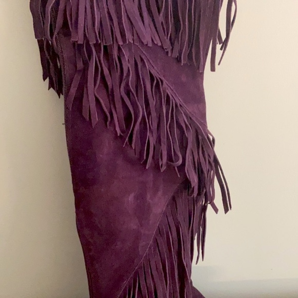 NWOB Sam Edelman Purple Suede Fringe OTK Boots, 8 - Picture 3 of 8